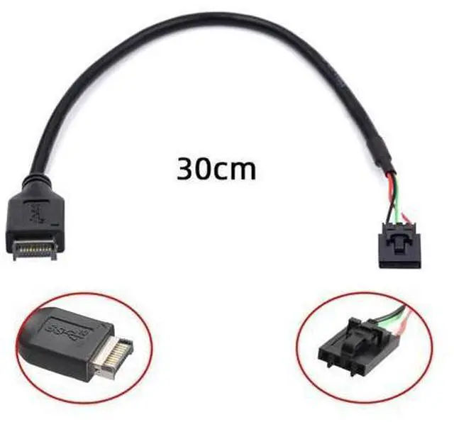 Alt view image 2 of 7 - Cable USB 3.1 Front Panel Header Male Type-E Host to USB 2.0 Motherboard 4pin IDC Housing with Latch Device Cable 30cm