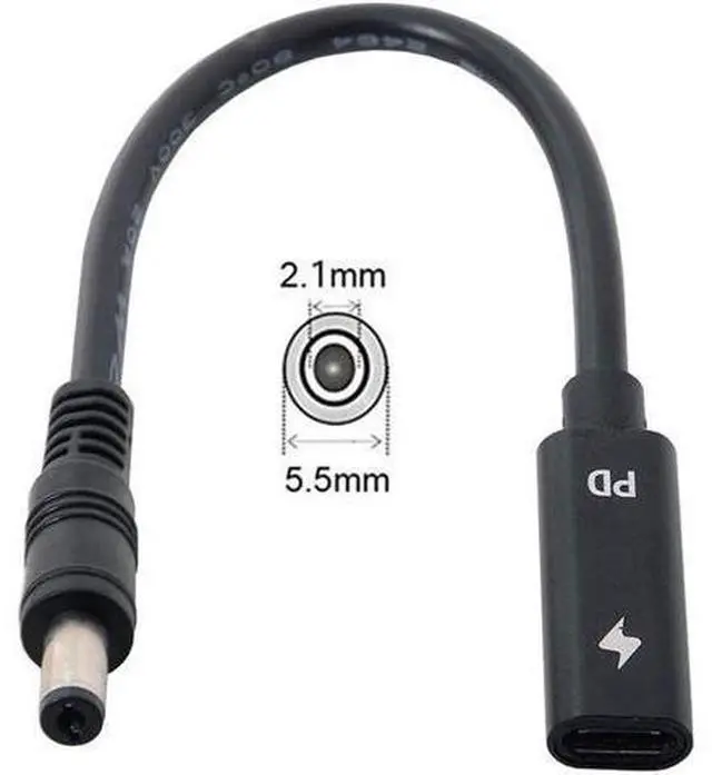 Alt view image 3 of 5 - Type C USB-C Female Input to DC 5.5x2.1mm Cable fit for Laptop DC 19.5V