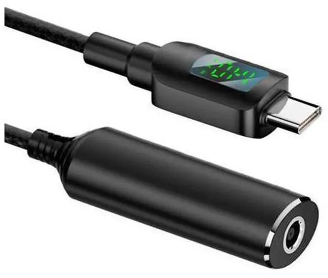 Main image of DC Jack 4.5x3.0mm Input to USB-C Type-C Power 140W Smart LED Display Charge Cable for Laptop Phone PD9V/5V/20V/7A