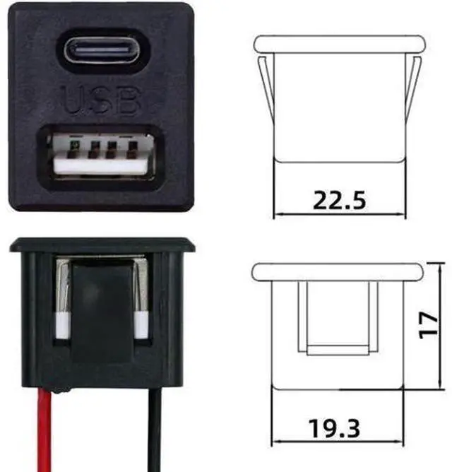 Alt view image 3 of 6 - DIY OEM Type-C & Type-A Female Socket to 2Pin Header Cable Pitch=2.54mm Latch Mount Type DC 5V Power