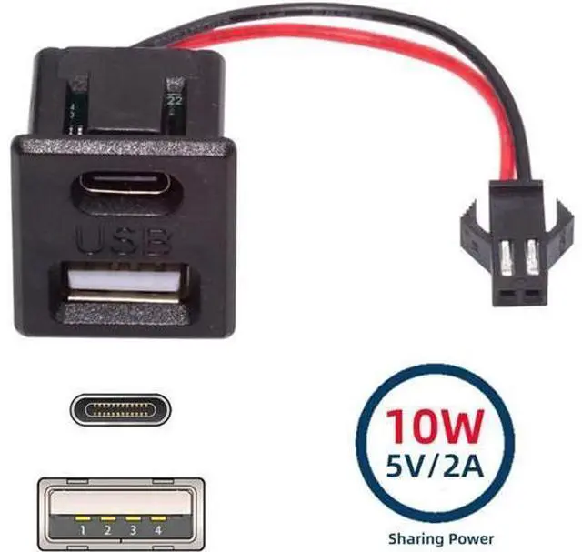 Alt view image 5 of 6 - DIY OEM Type-C & Type-A Female Socket to 2Pin Header Cable Pitch=2.54mm Latch Mount Type DC 5V Power