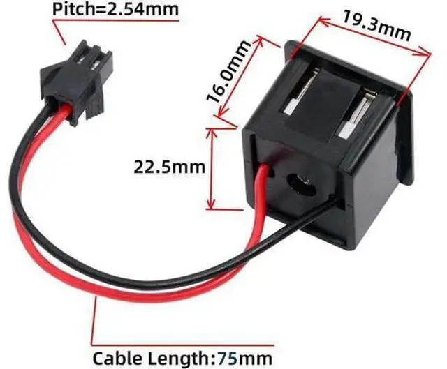 Alt view image 2 of 7 - DIY OEM Dual Type-A Female Socket to 2Pin Header Cable Pitch=2.54mm Latch Mount Type DC 5V Power