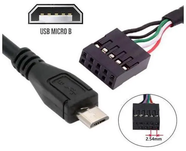 Alt view image 4 of 7 - USB 2.0 9Pin 10Pin Motherboard Header to Micro USB 5Pin Data Cable 0.5M