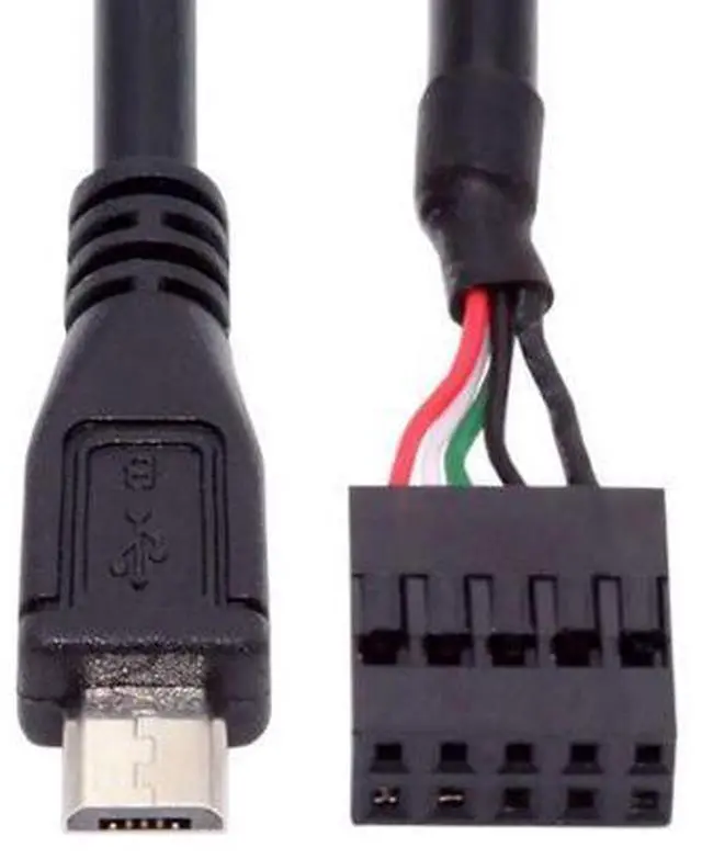 Alt view image 7 of 7 - USB 2.0 9Pin 10Pin Motherboard Header to Micro USB 5Pin Data Cable 0.5M