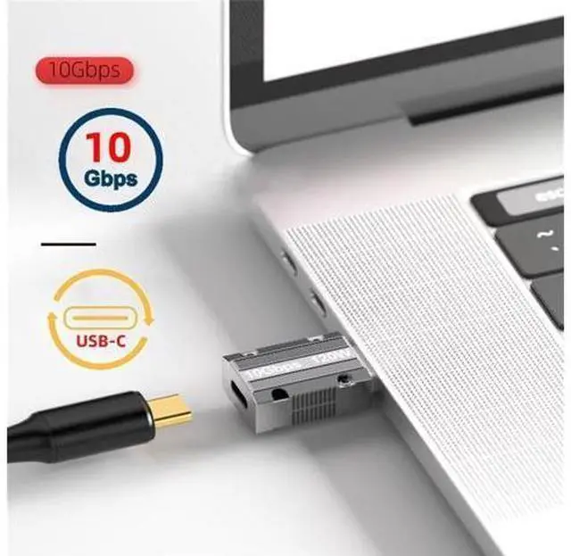 Alt view image 7 of 7 - USB-C USB 3.1 Type C Female to USB 3.0 A Male 10Gbps Data 120W Power Adapter Alloy Shell for Laptop Tablet Mobile Phone