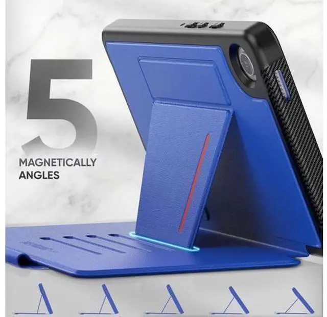 Alt view image 2 of 7 - for Galaxy Tab A9 5G Tablet Case 8.7'', Smart Auto Sleep Cover with Magnetic Multi-Angles Stand, Card Slot for Galaxy Tab A9 8.7'' SM-X110/X115/X117 (Blue)