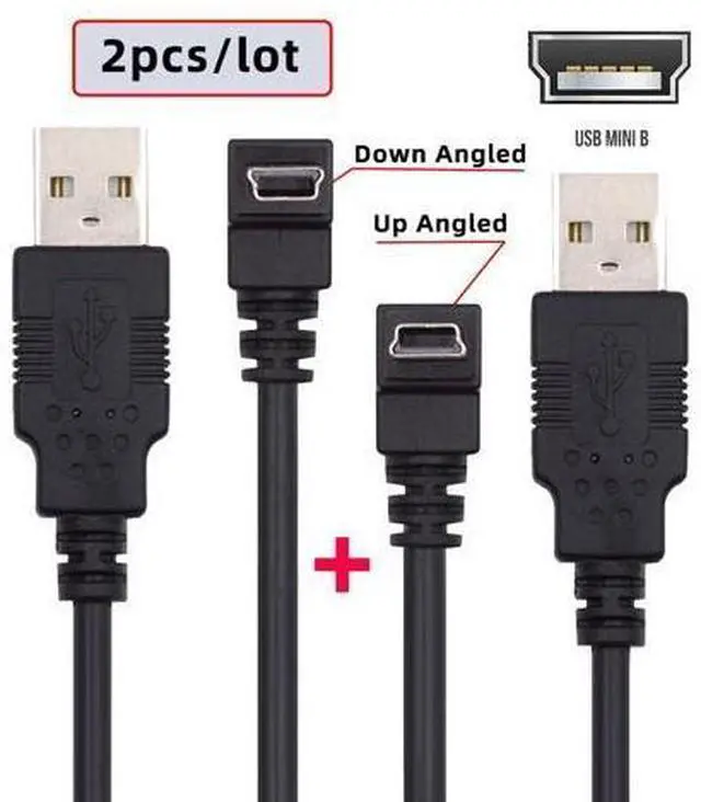 Alt view image 2 of 7 - Cable 2pcs/lot Down & Up Angled Mini USB B Type 5pin Male 90 Degree to USB 2.0 Male Power Data Cable 50cm