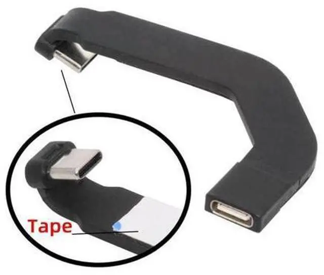 Alt view image 3 of 7 - Angled Type-C Male to USB-C Female Extension Ultra Slim Data Cable Connector Protector 65W Fast Charge for Tablet Phone