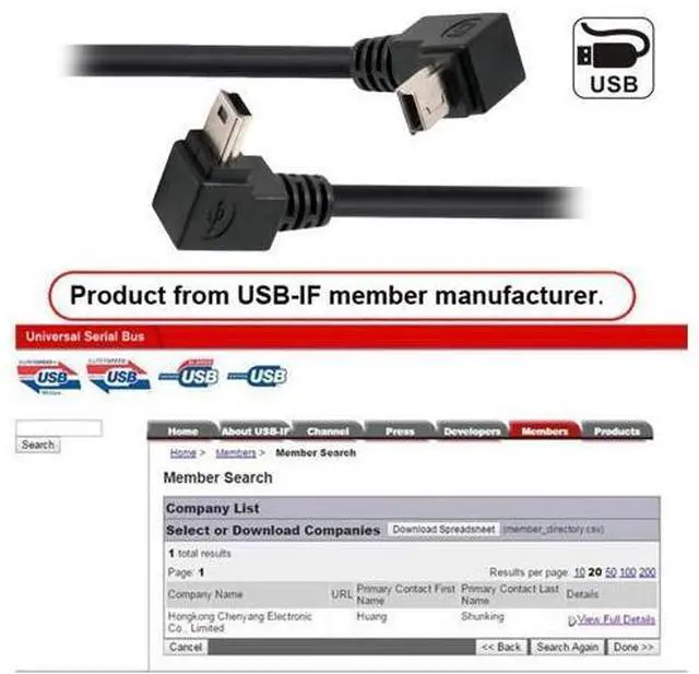 Alt view image 6 of 7 - Cable 2pcs/lot Down & Up Angled Mini USB B Type 5pin Male 90 Degree to USB 2.0 Male Power Data Cable 50cm