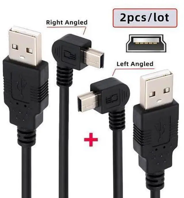 Alt view image 2 of 7 - Cable 2pcs/lot Left & Right Angled Mini USB B Type 5pin Male 90 Degree to USB 2.0 Male Power Data Cable 50cm