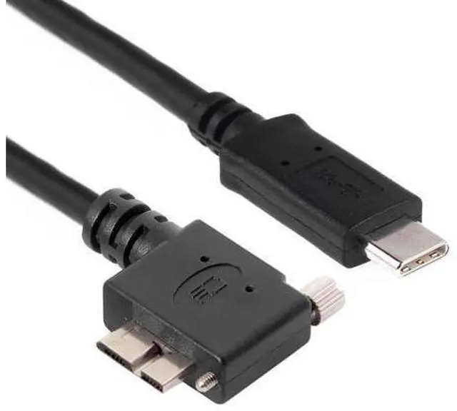 Alt view image 6 of 6 - USB C to Micro USB 3.0 Data Cable 90 Degree Left Angled with Screw Mount 5Gbps