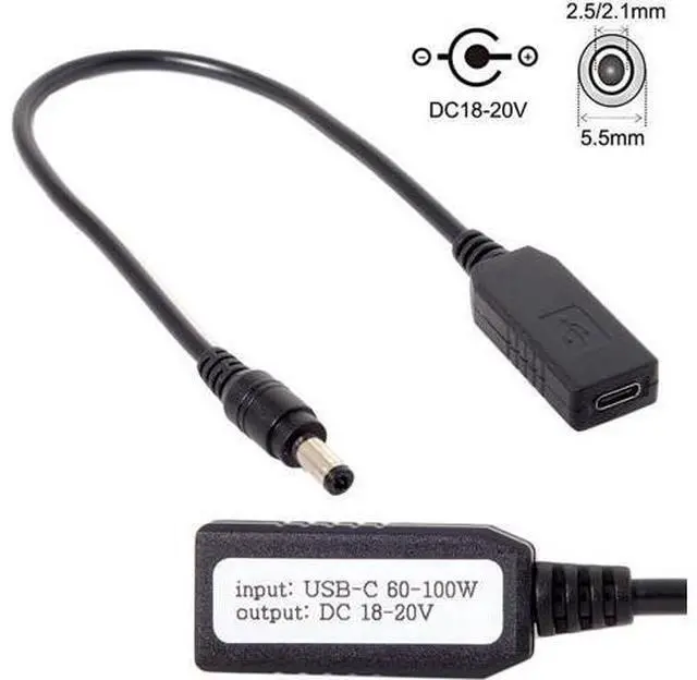 Alt view image 6 of 7 - USB 3.1 Type C USB-C to DC 20V 5.5 2.5mm & 2.1mm Power Plug PD Emulator Trigger Charge Cable for Laptop