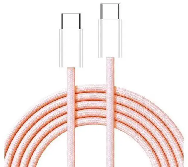 Main image of USB-C Type C Male to Male PD 27W 65W Power 480Mbps Data Cable Pink Sleeve for Phone & Tablet & Laptop 20cm