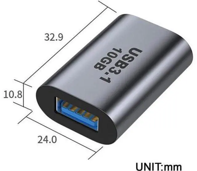 Alt view image 4 of 7 - USB-C USB 3.1 Type C Female to USB 3.0 A Female Data Adapter 10Gbps Data Power for Laptop Tablet Phone