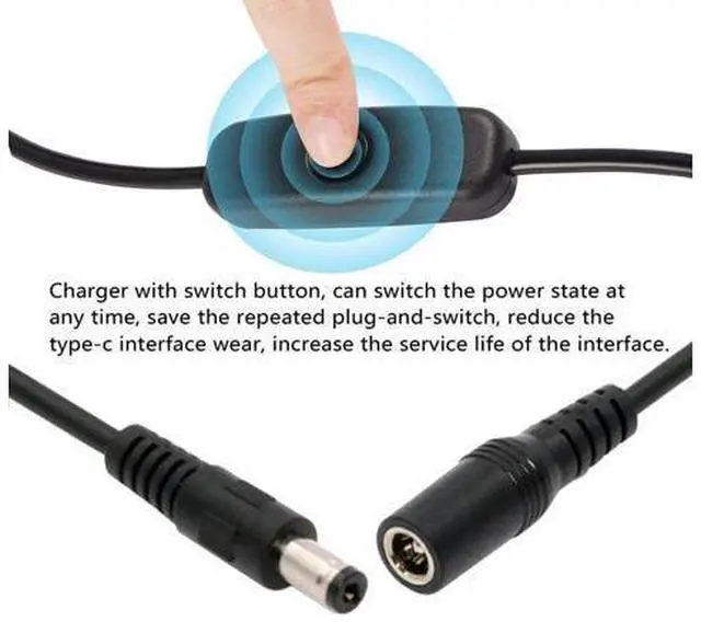 Alt view image 5 of 7 - DC Power Switch Extension Cable DC 5.5x2.1mm Male to Female with On/Off Power Switch Button DC 5V Power Extension Cable, Black, CY-PW-012-DC