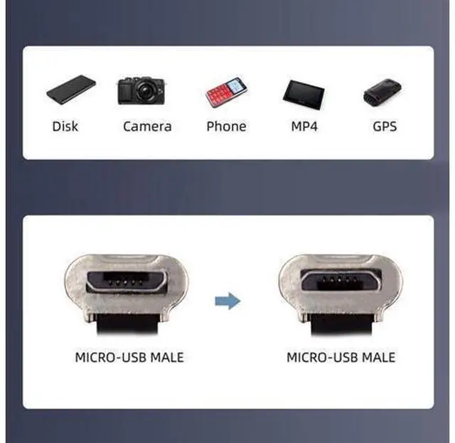Alt view image 6 of 7 - Micro USB2.0 Male to Micro USB Male 5Pin Ultra Slim Flat Data Charge Cable 16cm Down to Up Angle 90 Degree Connector