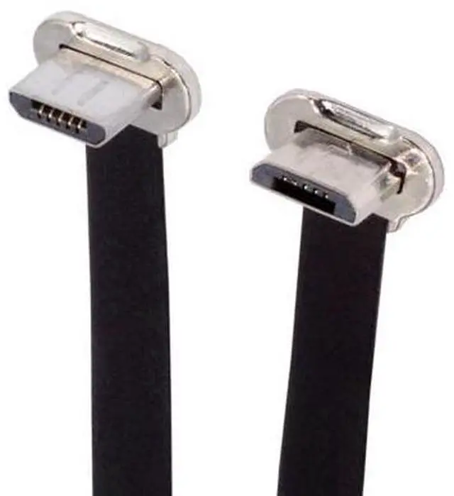Main image of Micro USB2.0 Male to Micro USB Male 5Pin Ultra Slim Flat Data Charge Cable 16cm Down to Up Angle 90 Degree Connector