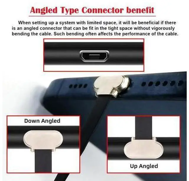 Alt view image 2 of 7 - Micro USB2.0 Male to Micro USB Male 5Pin Ultra Slim Flat Data Charge Cable 16cm Down to Up Angle 90 Degree Connector