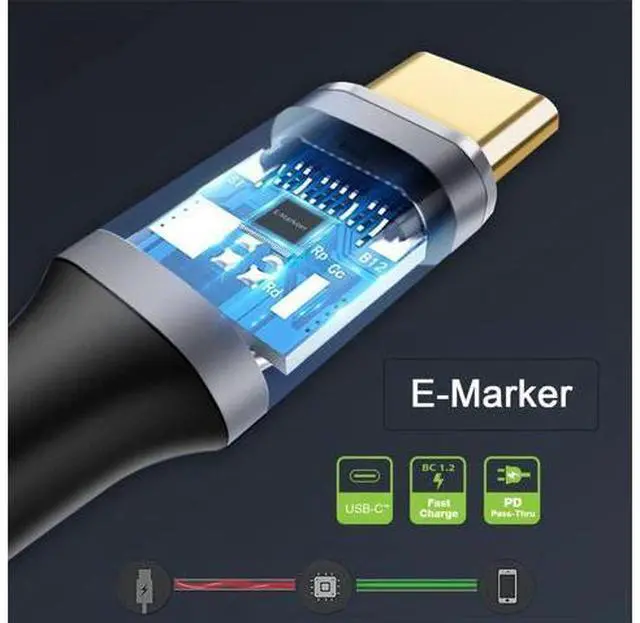 Alt view image 7 of 7 - 90 Degree Low Profile Angled Type-C USB-C Male to Male USB3.1 10Gbps 100W Data Cable for Laptop Phone 300CM