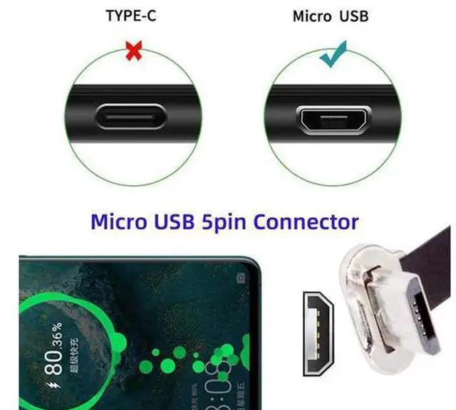 Alt view image 5 of 7 - Micro USB2.0 Male to Micro USB Male 5Pin Ultra Slim Flat Data Charge Cable 16cm Down to Up Angle 90 Degree Connector