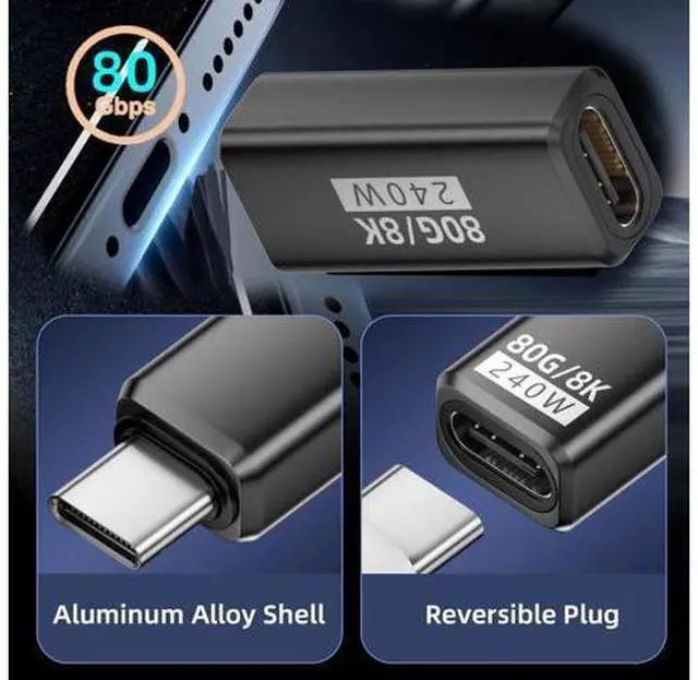 Alt view image 2 of 7 - USB C Coupler,USB 5.0 Type C Female to Female Adapter Support 80Gbps Data Transfer PD 240W Fast Charging 16K/8K/5K Video Output
