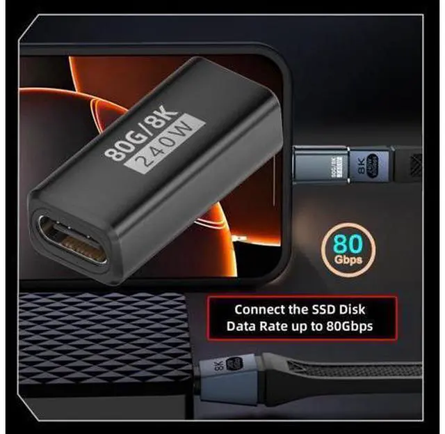 Alt view image 6 of 7 - USB C Coupler,USB 5.0 Type C Female to Female Adapter Support 80Gbps Data Transfer PD 240W Fast Charging 16K/8K/5K Video Output