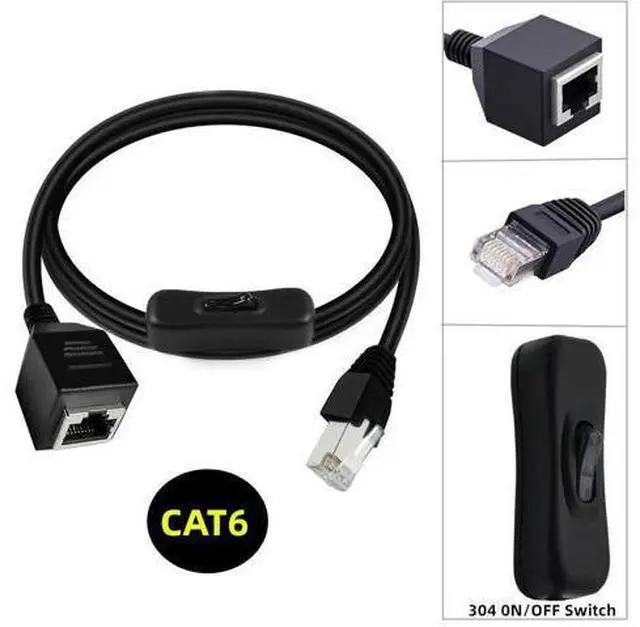 Alt view image 3 of 7 - Cable RJ45 CAT6 8P8C STP UTP Male to Female Extension Cable with 304 Singal Switch On/Off LAN Ethernet Network Patch Cord (60cm)