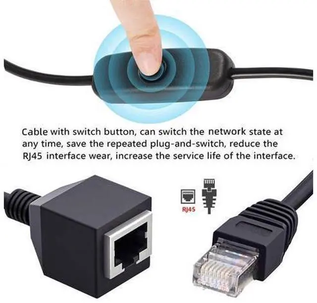 Alt view image 5 of 7 - Cable RJ45 CAT6 8P8C STP UTP Male to Female Extension Cable with 304 Singal Switch On/Off LAN Ethernet Network Patch Cord (60cm)