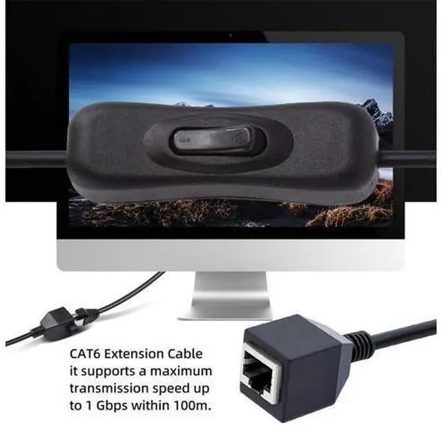 Alt view image 2 of 7 - Cable RJ45 CAT6 8P8C STP UTP Male to Female Extension Cable with 304 Singal Switch On/Off LAN Ethernet Network Patch Cord (60cm)