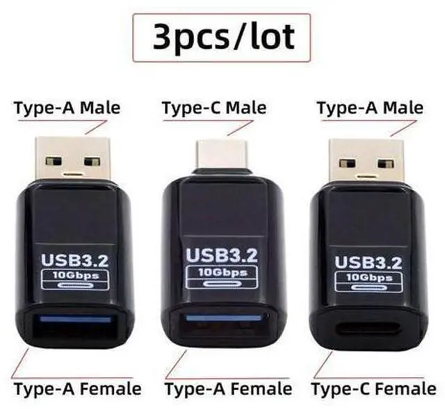 Alt view image 3 of 7 - 3pcs/lot Type-C Smart LED Display USB-C to USB3.2 Type-A Adapter 10Gbps Data Current Voltage Fast Charging Monitoring Display Tester Detector