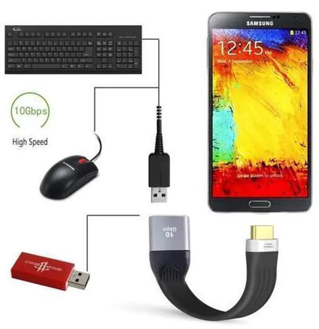 Alt view image 4 of 7 - USB 3.0 Type A Female to USB-C USB 3.1 Type C Male Host OTG Flat Slim FPC Data Cable for Laptop & Phone