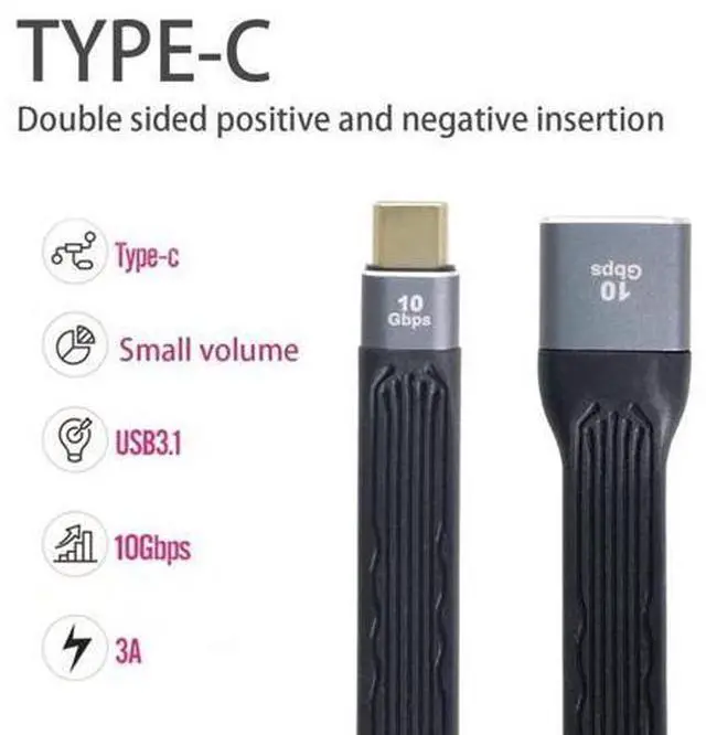 Alt view image 3 of 7 - USB 3.0 Type A Female to USB-C USB 3.1 Type C Male Host OTG Flat Slim FPC Data Cable for Laptop & Phone