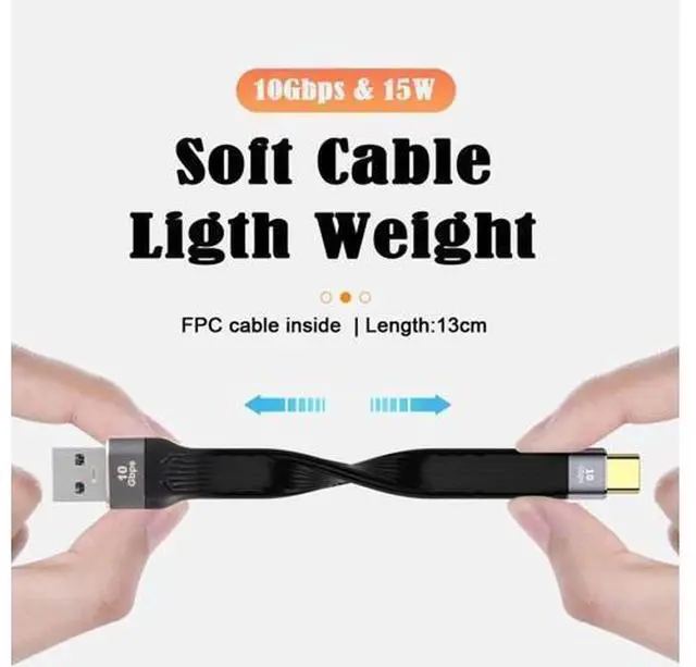 Alt view image 6 of 7 - USB 3.0 Type A Male to USB-C USB 3.1 Type C Male Host 10Gbps Flat Slim FPC Data Cable for Laptop & Phone