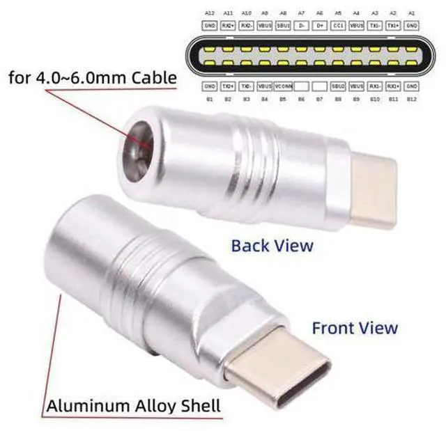 Alt view image 3 of 7 - USB C DIY Connector Aluminum Alloy USB 3.0 Type C Male Plug Port Repair Replacement Solder Adapter for OD 4.0-6.0mm Cable Silver