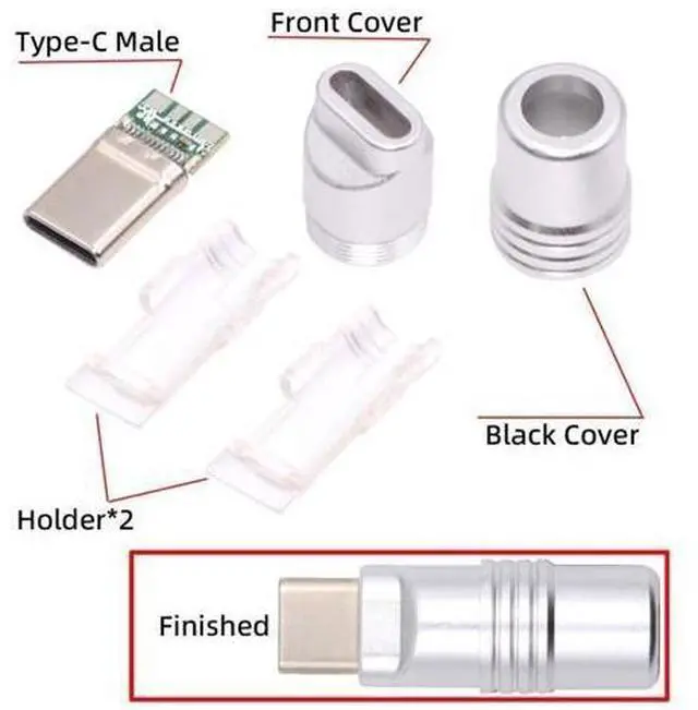 Alt view image 7 of 7 - USB C DIY Connector Aluminum Alloy USB 3.0 Type C Male Plug Port Repair Replacement Solder Adapter for OD 4.0-6.0mm Cable Silver