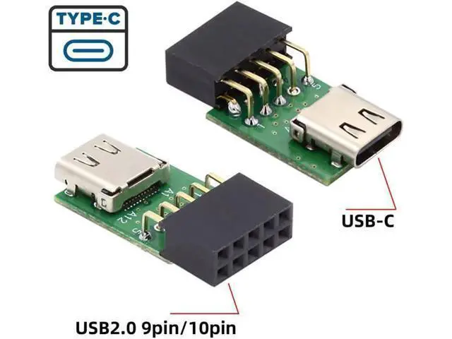Alt view image 3 of 7 - Single Port USB 3.1 Type C USB-C Female to USB 2.0 Motherboard 9pin 10pin Header Adapter PCBA 480Mbps