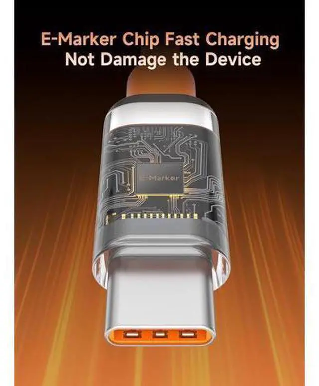 Alt view image 6 of 7 - Wedge Joint USB-C Cable, 240W Fast Charging Cable Flexible USB Type C Cable 480Mbps Data Transfer USB-C Cord for iPhone 17 16 15 Pro Max, MacBook Pro Air (Orange, 3.3FT)
