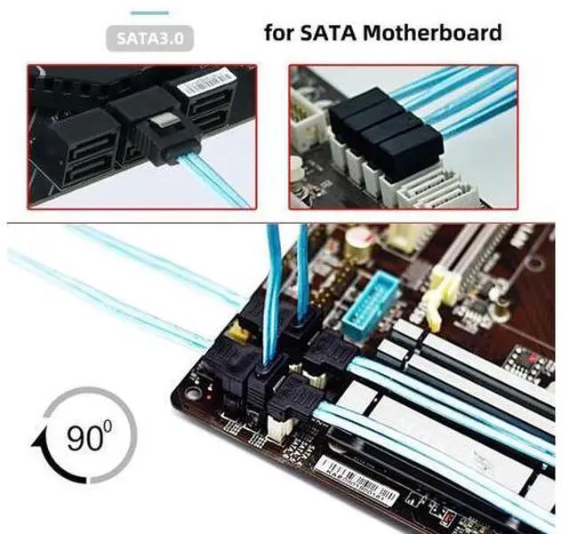 Alt view image 5 of 7 - Cable 4pcs/lot 90 Degree Angled Type Internal 4-SATA Host to 4SATA 7pin Target Disk 6Gbps Data Server Cable 25cm