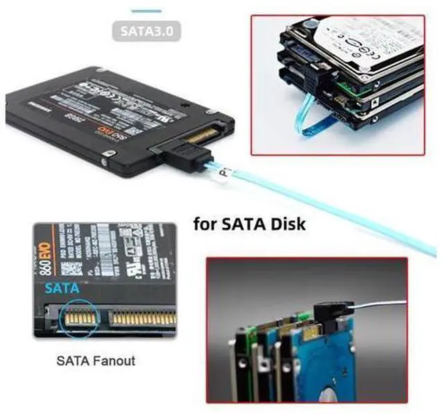 Alt view image 6 of 7 - Cable 4pcs/lot 90 Degree Angled Type Internal 4-SATA Host to 4SATA 7pin Target Disk 6Gbps Data Server Cable 25cm