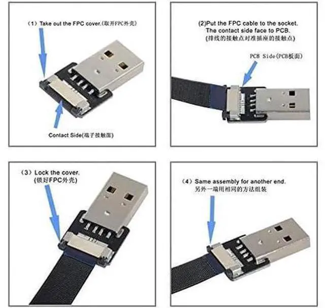 Main image of Up Angled USB 2.0 Type-A Male to Female Extension Data Flat Slim FPC Cable for FPV & Disk & Scanner & Printer 200CM