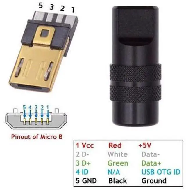 Alt view image 2 of 7 - Micro USB DIY Connector Aluminum Alloy Micro USB 2.0 5Pin Male Plug Port Repair Replacement Solder Adapter for OD 4.0-6.0mm Cable