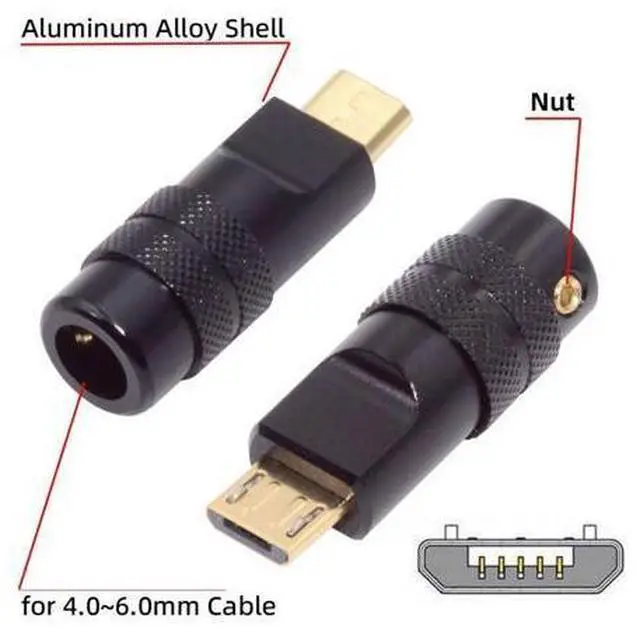 Alt view image 6 of 7 - Micro USB DIY Connector Aluminum Alloy Micro USB 2.0 5Pin Male Plug Port Repair Replacement Solder Adapter for OD 4.0-6.0mm Cable