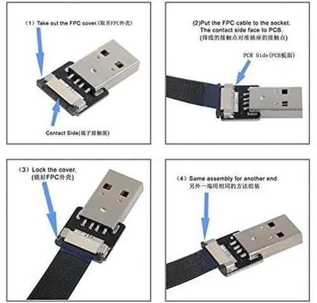 Alt view image 2 of 2 - Up Angled USB 2.0 Type-A Male to Type-A Male Data Flat Slim FPC Cable 90 Degree for FPV & Disk & Scanner & Printer 20CM