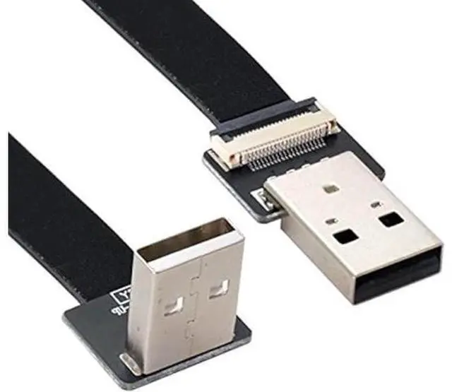 Main image of Up Angled USB 2.0 Type-A Male to Type-A Male Data Flat Slim FPC Cable 90 Degree for FPV & Disk & Scanner & Printer 20CM