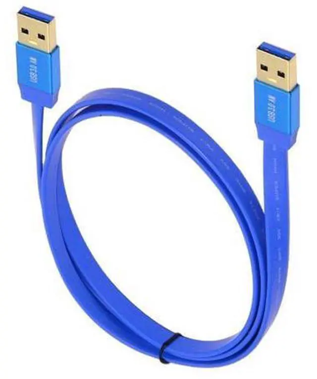 Main image of Ultra Flat Slim USB 3.0 Type-A Male to USB3.0 A Male Cable Extension Blue 5Gbps for Disk SSD Camera Data (60cm)