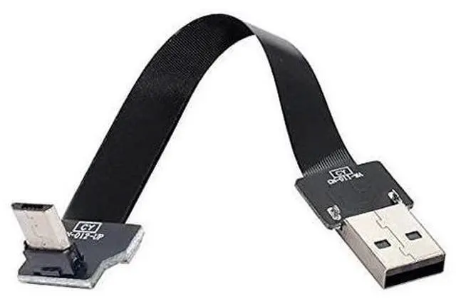 Alt view image 2 of 7 - Up Angled USB 2.0 Type-A Male to Micro USB 5Pin Male Data Flat Slim FPC Cable for FPV & Disk & Phone 100CM