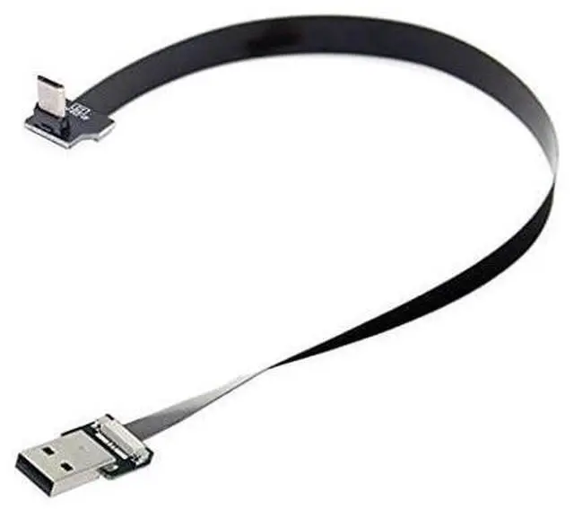 Alt view image 3 of 7 - Up Angled USB 2.0 Type-A Male to Micro USB 5Pin Male Data Flat Slim FPC Cable for FPV & Disk & Phone 100CM