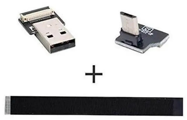 Alt view image 6 of 7 - Up Angled USB 2.0 Type-A Male to Micro USB 5Pin Male Data Flat Slim FPC Cable for FPV & Disk & Phone 100CM