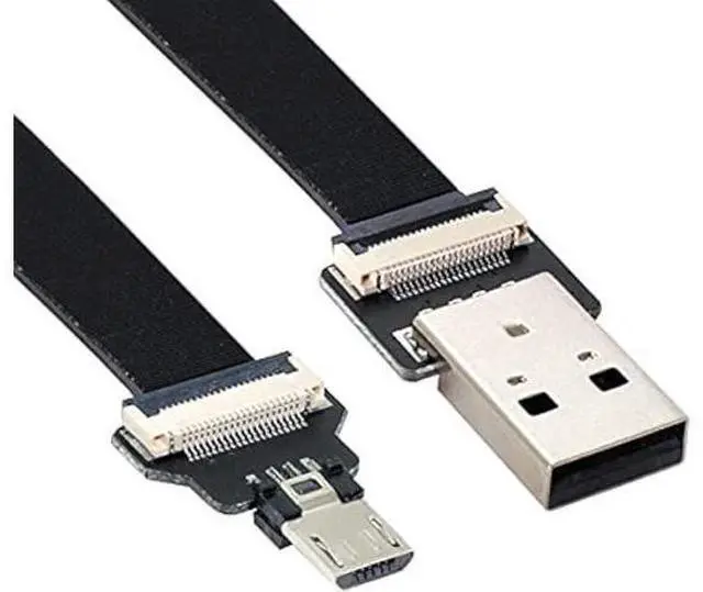 Main image of USB 2.0 Type-A Male to Micro USB 5Pin Male Data Flat Slim FPC Cable for FPV & Disk & Phone 50CM