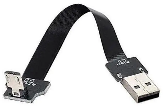 Alt view image 3 of 7 - Down Angled USB 2.0 Type-A Male to Micro USB 5Pin Male Data Flat Slim FPC Cable for FPV & Disk & Phone 20cm